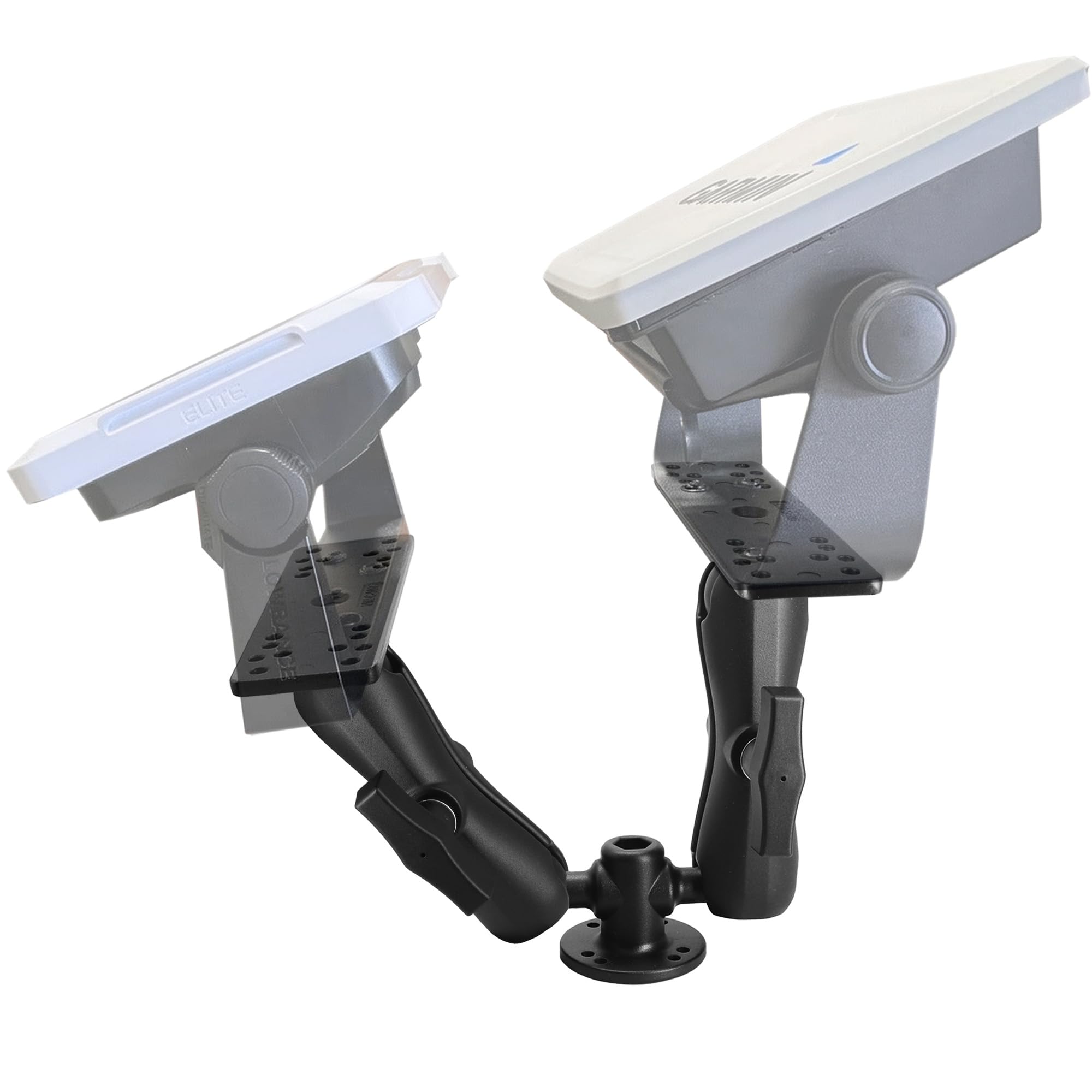 WINDFRD Aluminum Dual Fish Finder Mount with 1.5" Dual Ball 2-in-1 Base, Marine Electronics Mount for Dual Fish Finder Screen, Compatible with Garmin, Lowrance, Humminbird and More - image 1