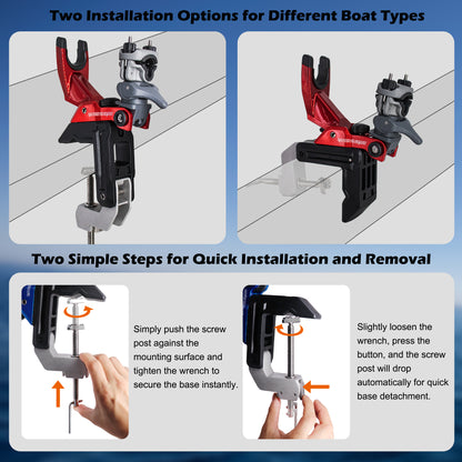 WINDFRD Offshore Trolling Fishing Rod Holder with Enlarge Clamp for Boat, Heavy-Duty for Big Game Fishing Rod, Innovative 1S Quick Release