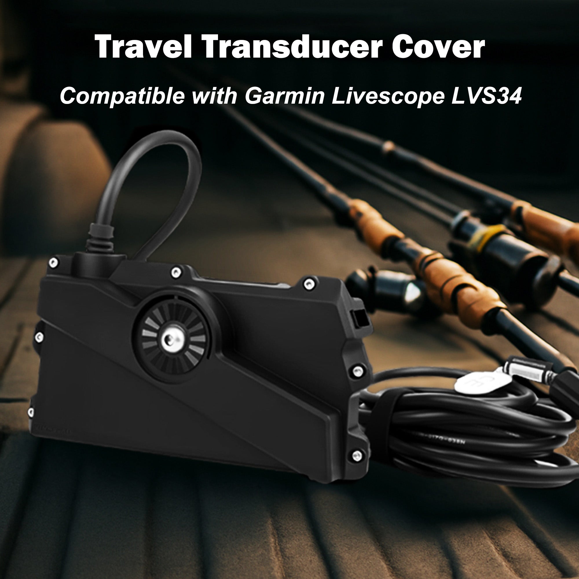 TTravel Transducer Cover Compatible with Garmin Livescope LVS34, 30% Glass-Fiber Reinforced Sonar Shield Transducer Cover for Impact & Transport Protection, Waterproof ＆ Heat Resistant Protective Case