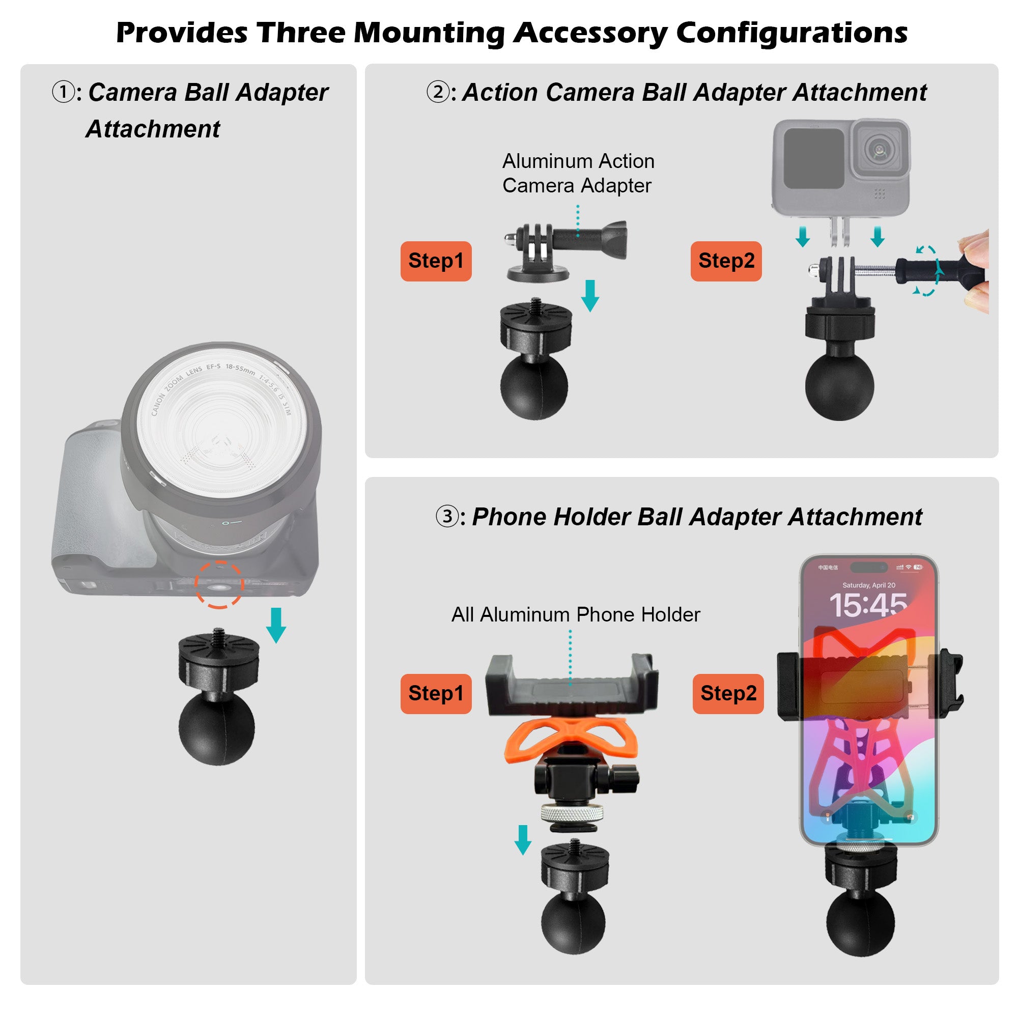 Kayak Camera Mount with 1.5" Track Ball