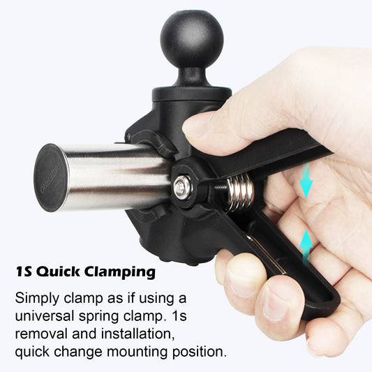 1S Quick Clamp, Handlebar Clamp Mount Base with 1'' Ball for 0.87"-1.57" Rails, Table/Desk Clip, Compatible with RAM Mounts B Size/1" Ball Double Socket Arm