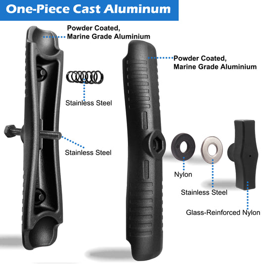 Bras à double douille WINDFRD en aluminium de 23,1 cm de long pour accessoires à rotule de 38 mm (1,5 po/taille C), pince puissante, robuste, compatible avec les supports RAM, iBolt et plus encore.