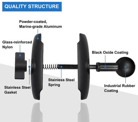 Bras double douille 2 en 1 en aluminium WINDFRD avec rotule de 2,5 cm, compatible avec support RAM, accessoires iBolt 2,5 cm/taille B/rotule de 25 mm, rotation à 360 degrés, bras de montage double réglable