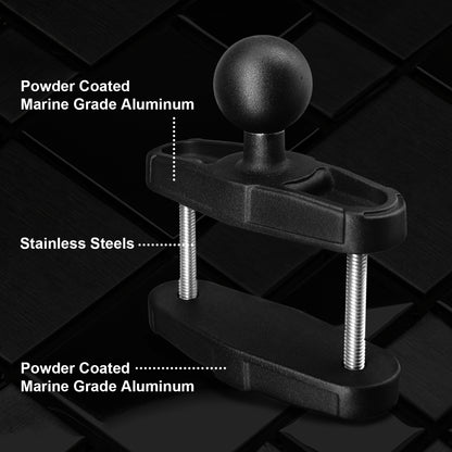 Base de fixation pour barre d'appui en aluminium avec boule de 1,5 po pour rails carrés jusqu'à 2,1 po de diamètre, compatible avec les supports RAM de taille C, bras à double douille à boule de 1,5 po