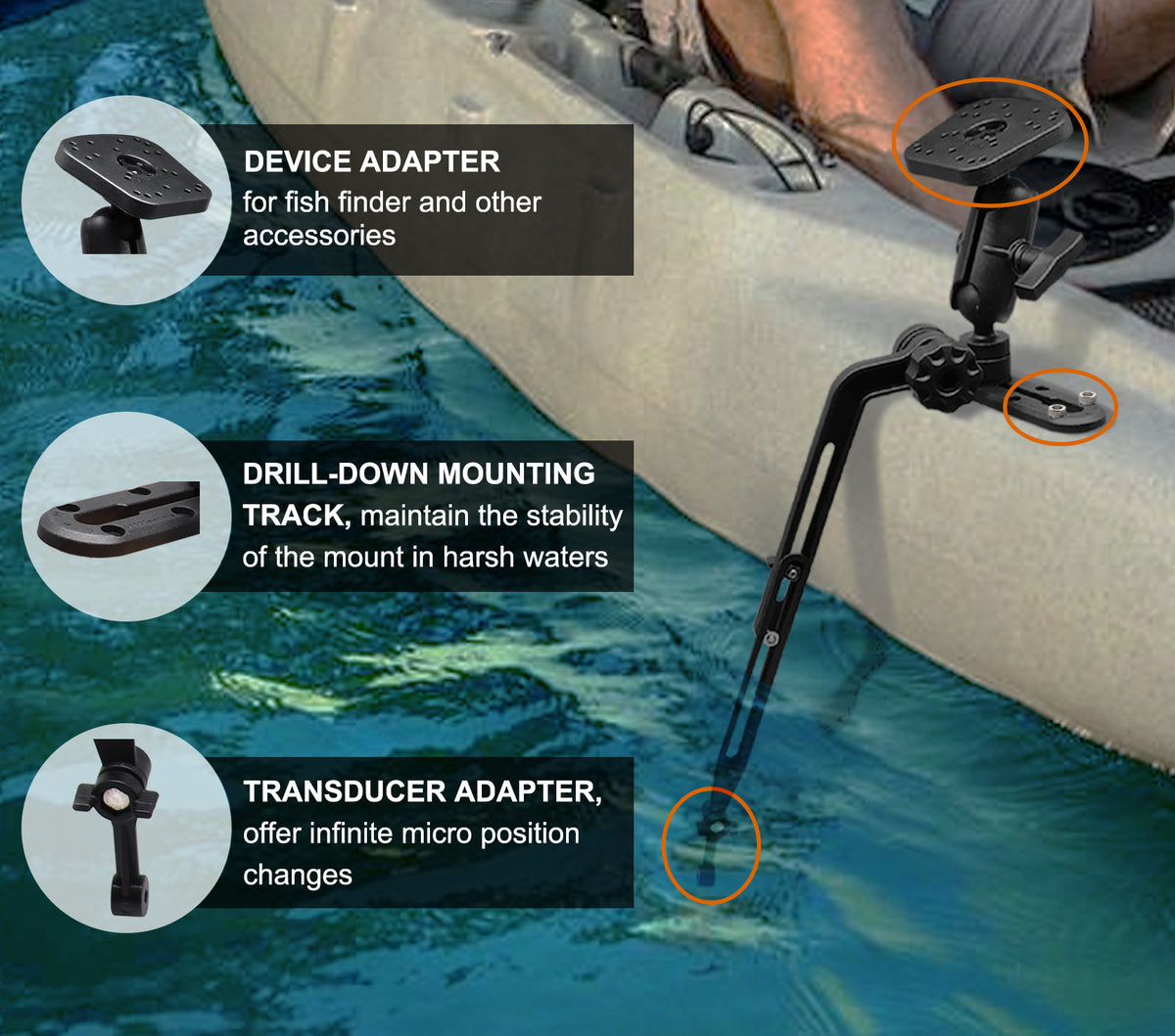 1.5" Ball Fish Finder Mount for Kayak