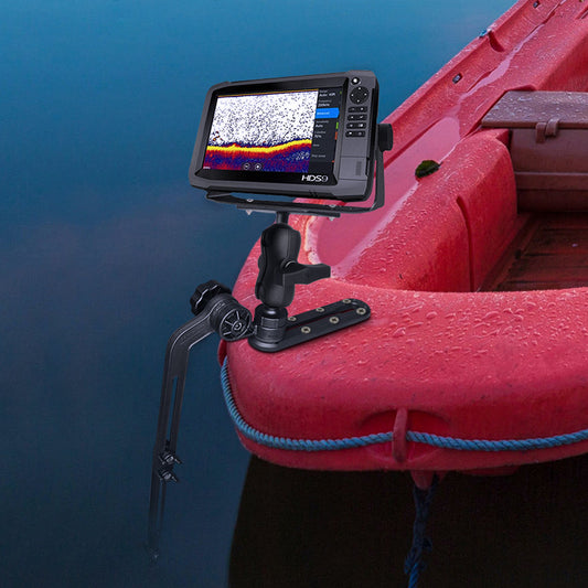 1.5" Ball Kayak Fish Finder Mount with Transducer Mounting Arm, Marine Electronic Mount Plate with Low Profile Track, Compatible with RAM Mounts, Scotty, Lowrance, Garmin