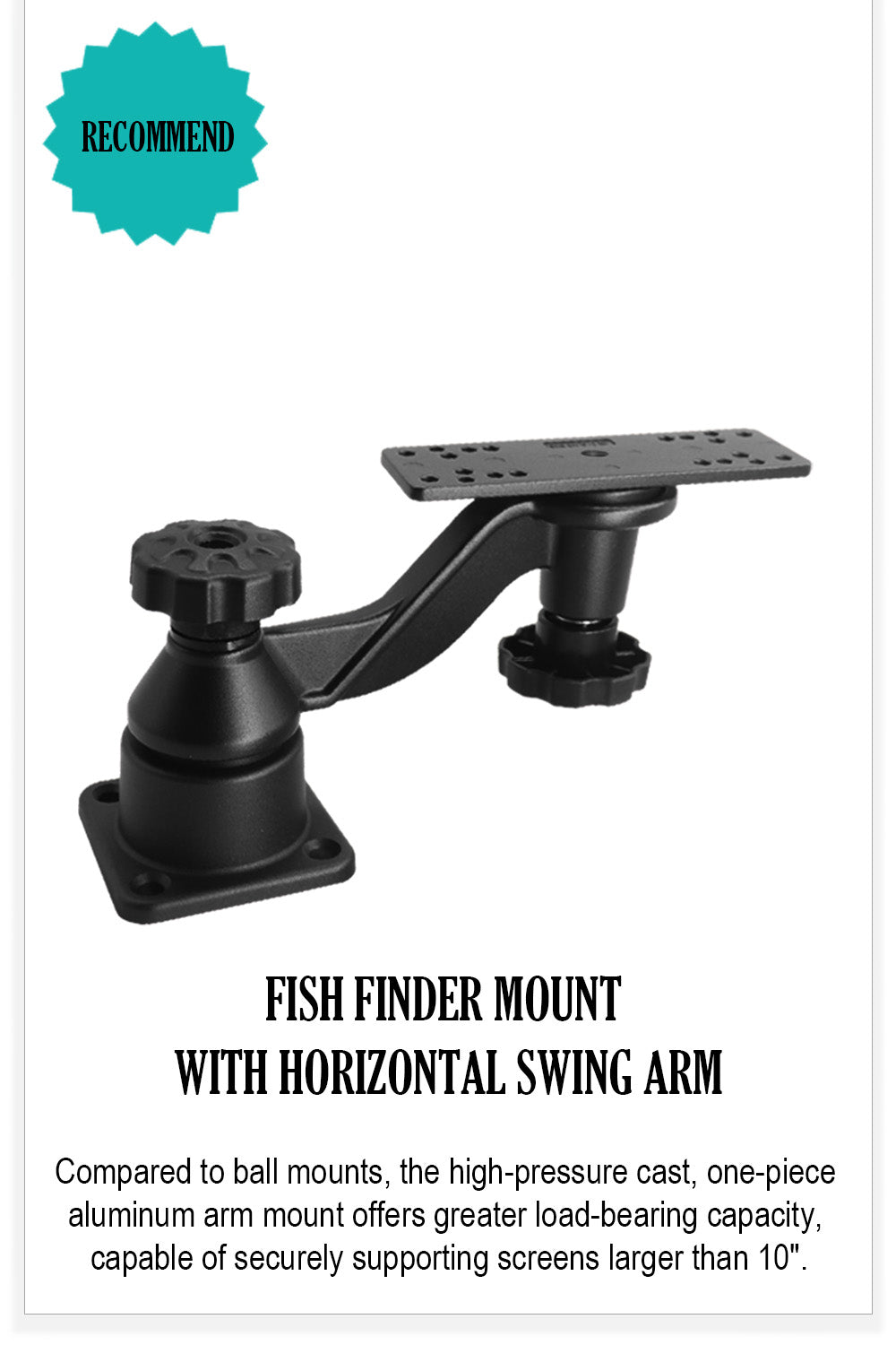 Fish Finder & Chartplotter Mount with Horizontal Swing Arm