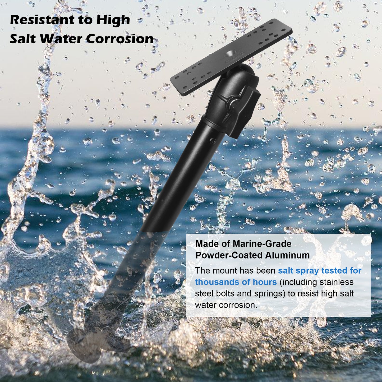 1.5" / C Size Ball Aluminum Fish Finder Mount with Extension(18.3") Arm, Marine Electronic/Depth Finder Mount for Boat, 360° Rotation, Compatible with Garmin, Lowrance, Humminbird and More