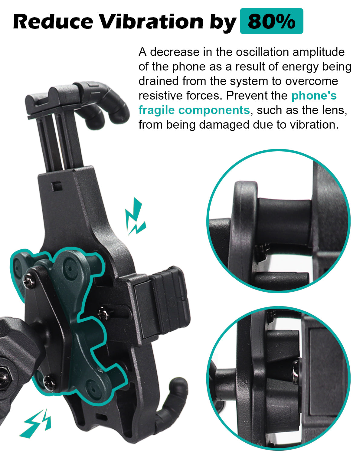 Motorcycle Clamp Phone Mount with Vibration Dampener