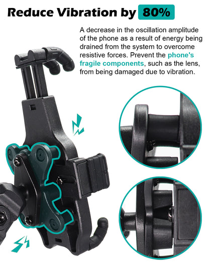 Motorcycle Clamp Phone Mount with Vibration Dampener