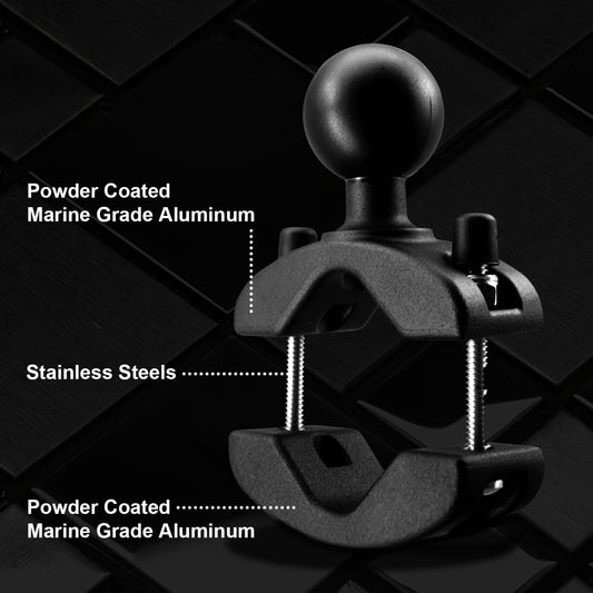 Base de fixation pour barre d'appui en aluminium avec boule de 1,5 po pour rails de 1,18 po à 2 po de diamètre, compatible avec les supports RAM de taille C, bras à double douille à boule de 1,5 po