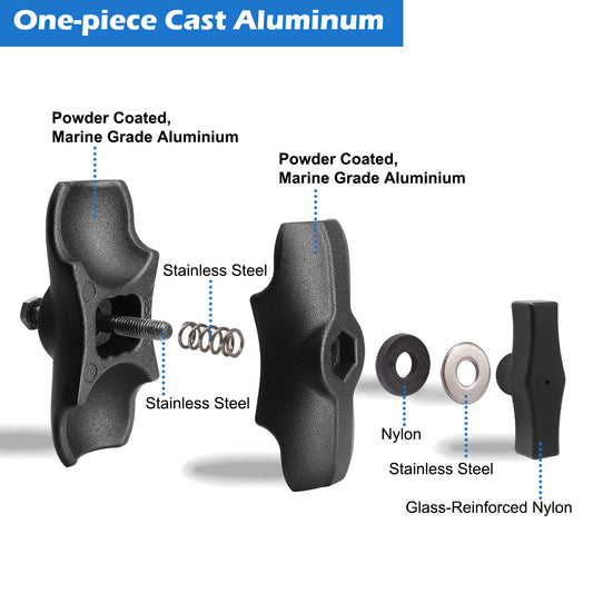Bras court en aluminium (3,35") à double douille pour accessoires à rotule de 1,5"/taille C/38 mm, pince puissante, compatible avec les supports RAM, iBolt et plus encore.