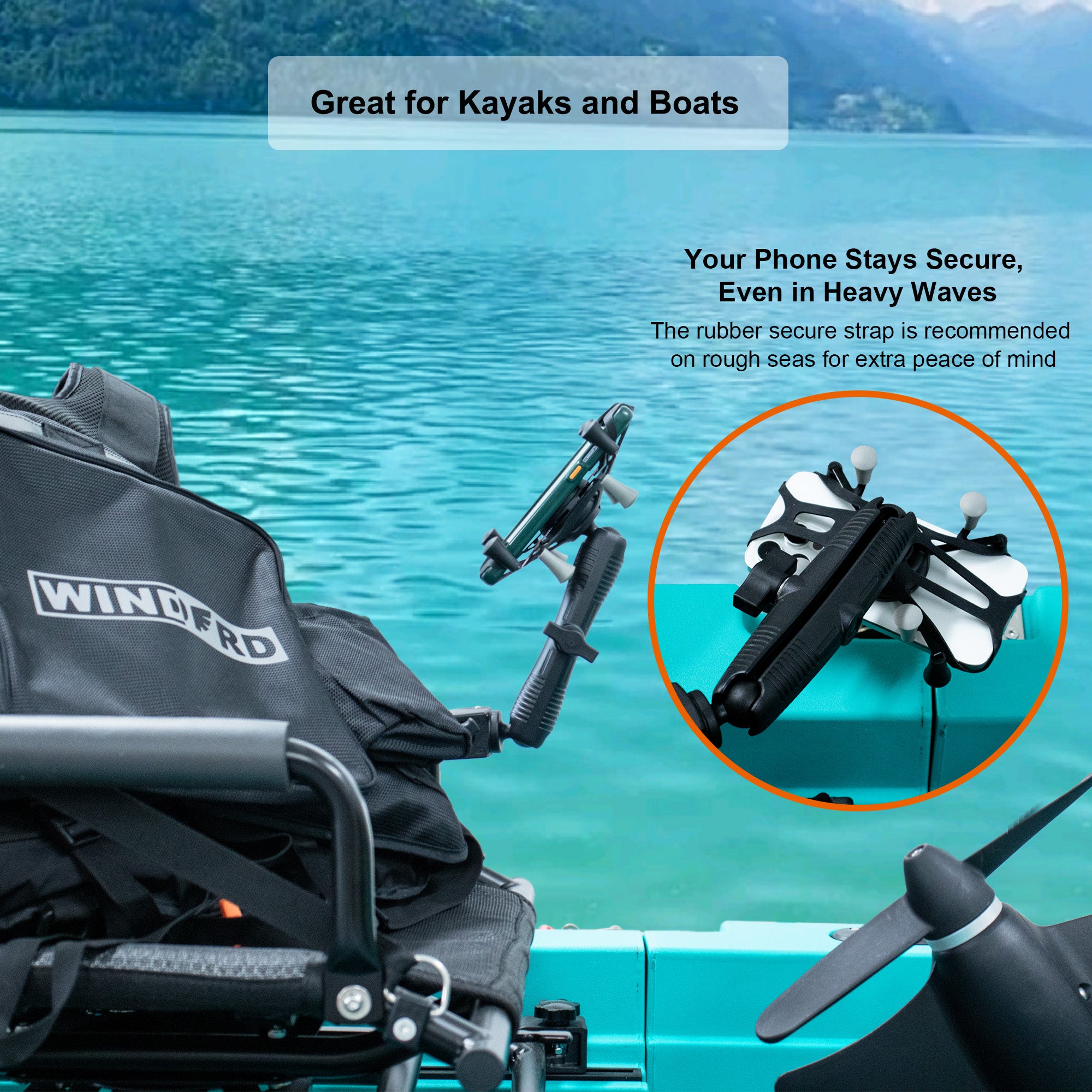 Kayak Phone Mount with Clamp Ball Base