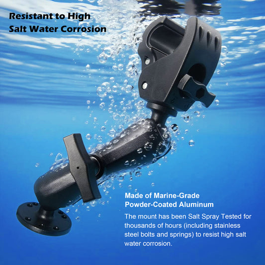 Support stabilisateur de moteur de pêche à la traîne WINDFRD tout en aluminium, support renforcé avec boule de 1,5" pour rails de 1,09" à 2,09", réglable à 360°, compatible avec les moteurs de pêche à la traîne Minn Kota, Rhodan et autres bateaux