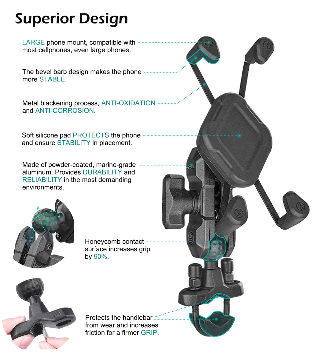 Motorcycle Phone Mount Firmly Clamp Cellphone