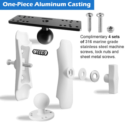 Aluminum Fish Finder Mount with 1.5" / C Size Ball, Depth Finder Mount for White Deck, Compatible with RAM Mounts, Scotty C Size Accessories, Compatible with Garmin, Lowrance and More