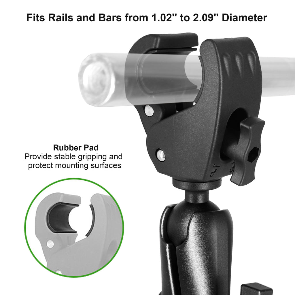 All Aluminum Trolling Motor Stabilizer Mount, Greater Support with 1.5" Ball for 1.09" to 2.09" Rails