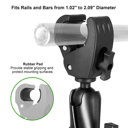 Support stabilisateur de moteur de pêche à la traîne WINDFRD tout en aluminium, support renforcé avec boule de 1,5" pour rails de 1,09" à 2,09", réglable à 360°, compatible avec les moteurs de pêche à la traîne Minn Kota, Rhodan et autres bateaux