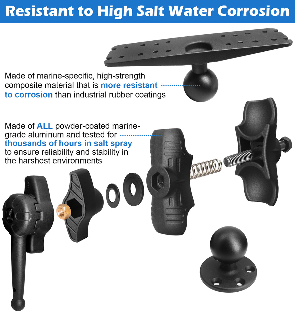 2.25" / D Size Ball Fish Finder Mount with Wrench, 5.1" Long Arm