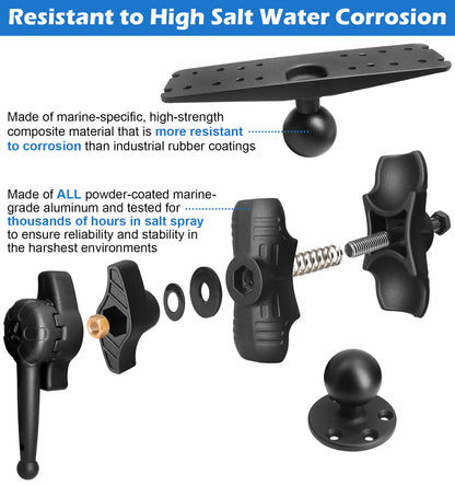 WINDFRD 2.25"/D Size Fish Finder Mount for 9" to 12" Large Fishfinder with Wrench, Super Load-Bearing Marine Electronic Mount, Compatible with Garmin, Lowrance, Humminbird and More