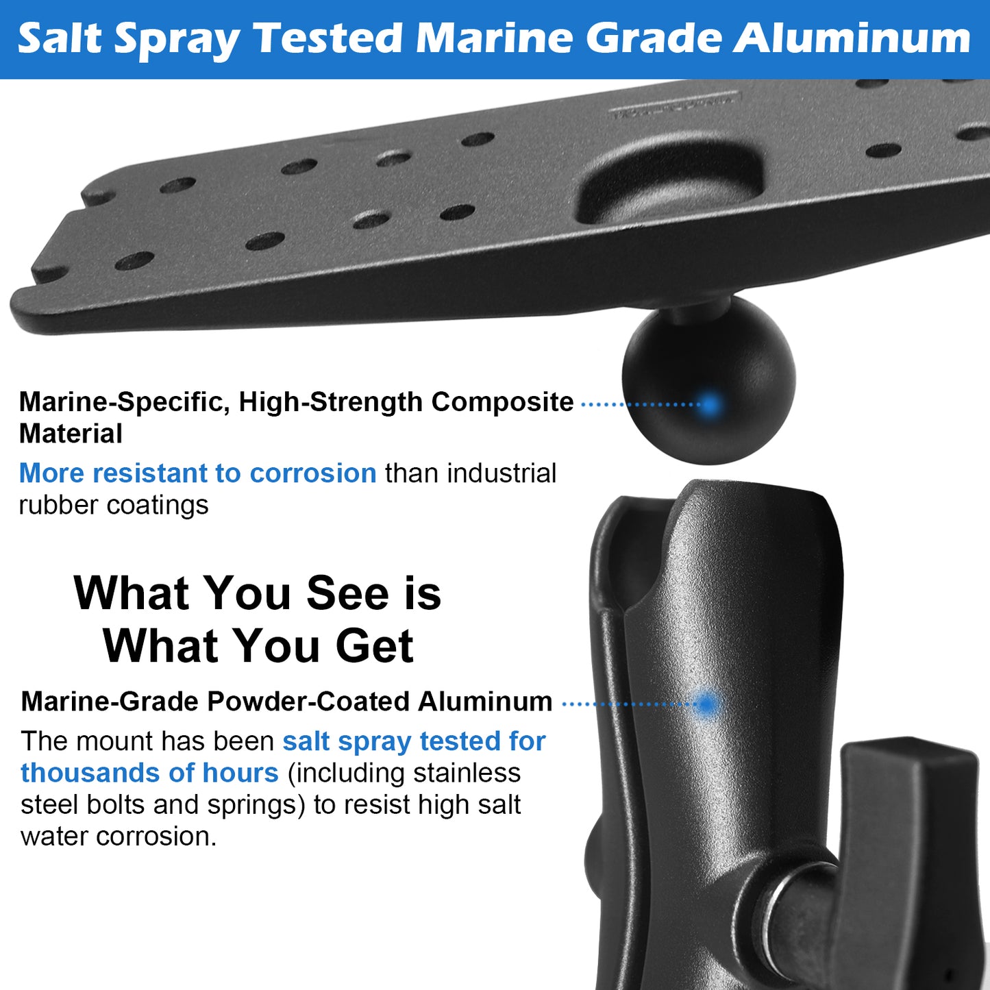 1.5" Ball Fish Finder Mount for 9" to 12" Large Fishfinder, Marine Electronic Depth Finder Mount with C Size Ball, Compatible with Garmin, Lowrance, Humminbird and More