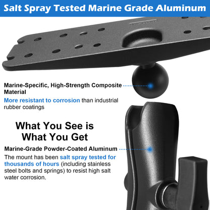 1.5" Ball Fish Finder Mount for 9" to 12" Large Fishfinder, Marine Electronic Depth Finder Mount with C Size Ball, Compatible with Garmin, Lowrance, Humminbird and More