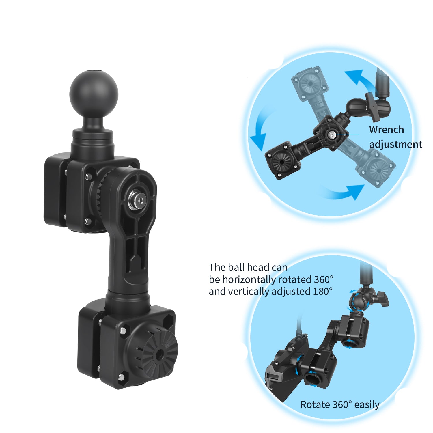 0 Degree Pole Mount with C Size/1.5'' Ball, Compatible with Garmin LiveScope Plus LVS34, Replaces 010-13228-03