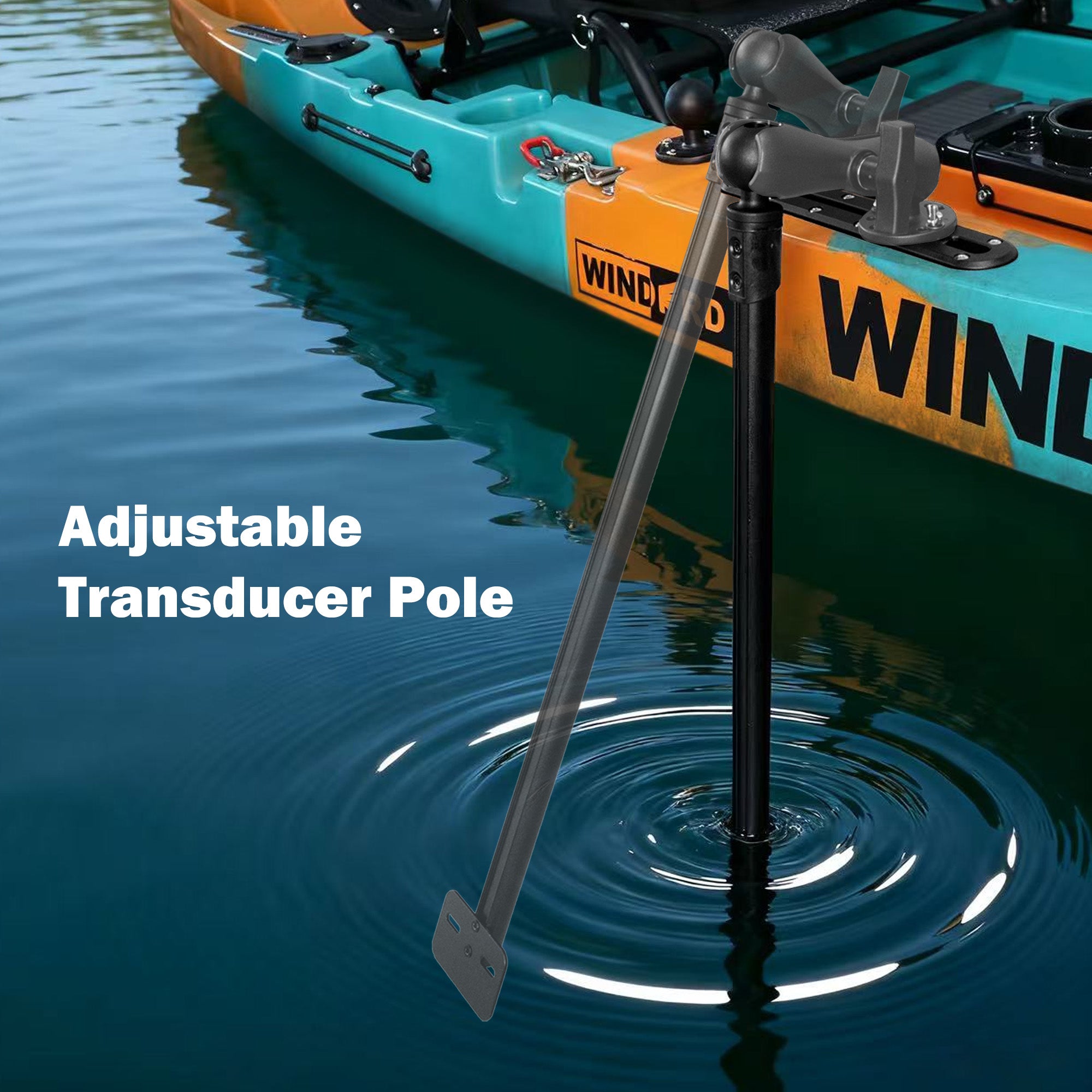 31.5" Long Transducer Pole with 1.5" Ball for Kayak and Boat
