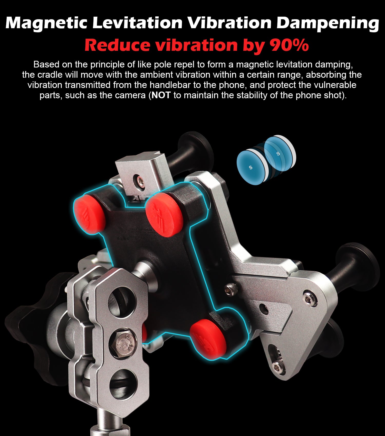 WINDFRD Metal Motorcycle Phone Mount, Smartphone Mounts, Rock Solid and Anti-Theft