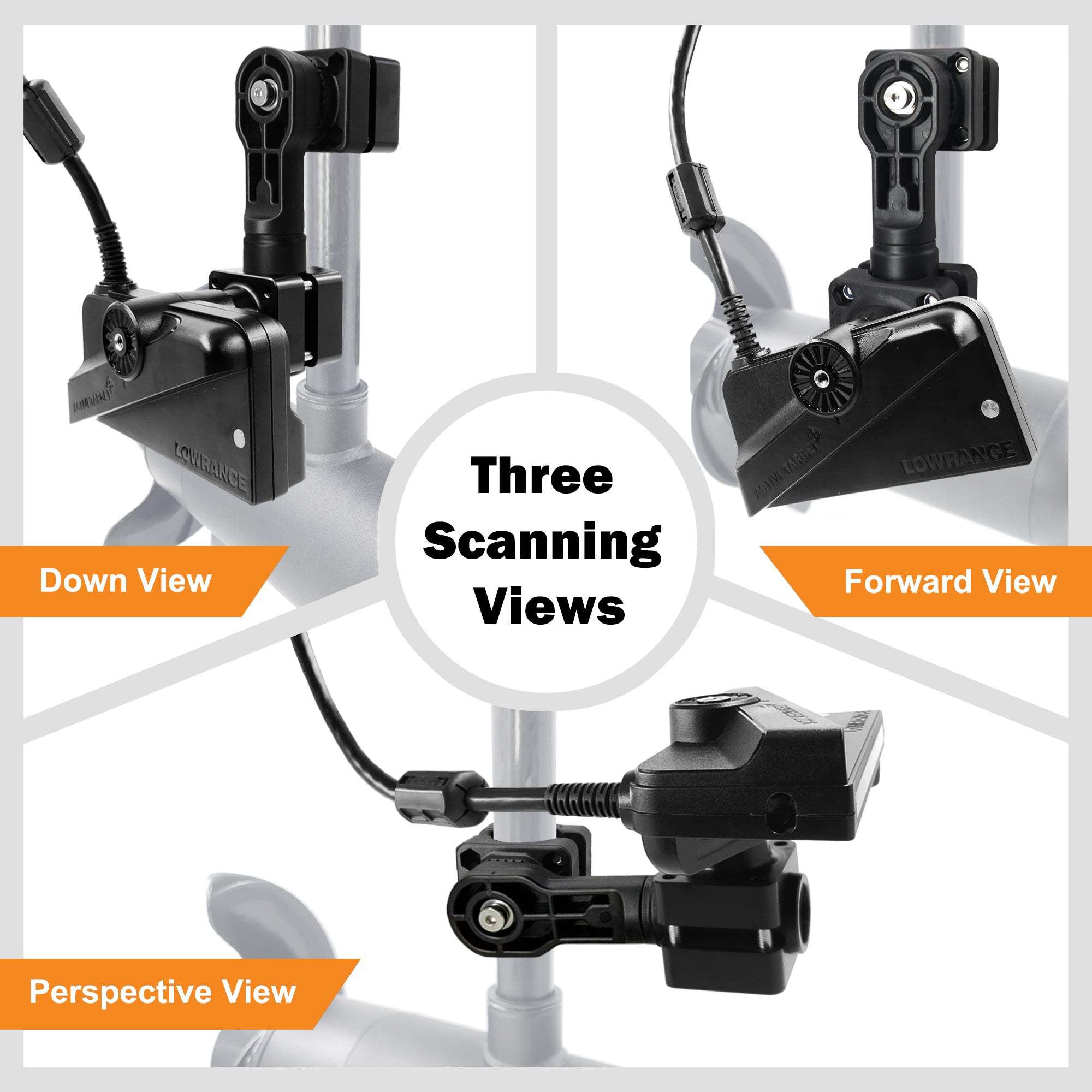 0 Degree Transducer Pole Mount Compatible with Lowrance ActiveTarget 2 (AT2), Reinforced Nylon Trolling Motor Bracket, Replaces 000-15959-001, Heavy Duty Sonar Mount