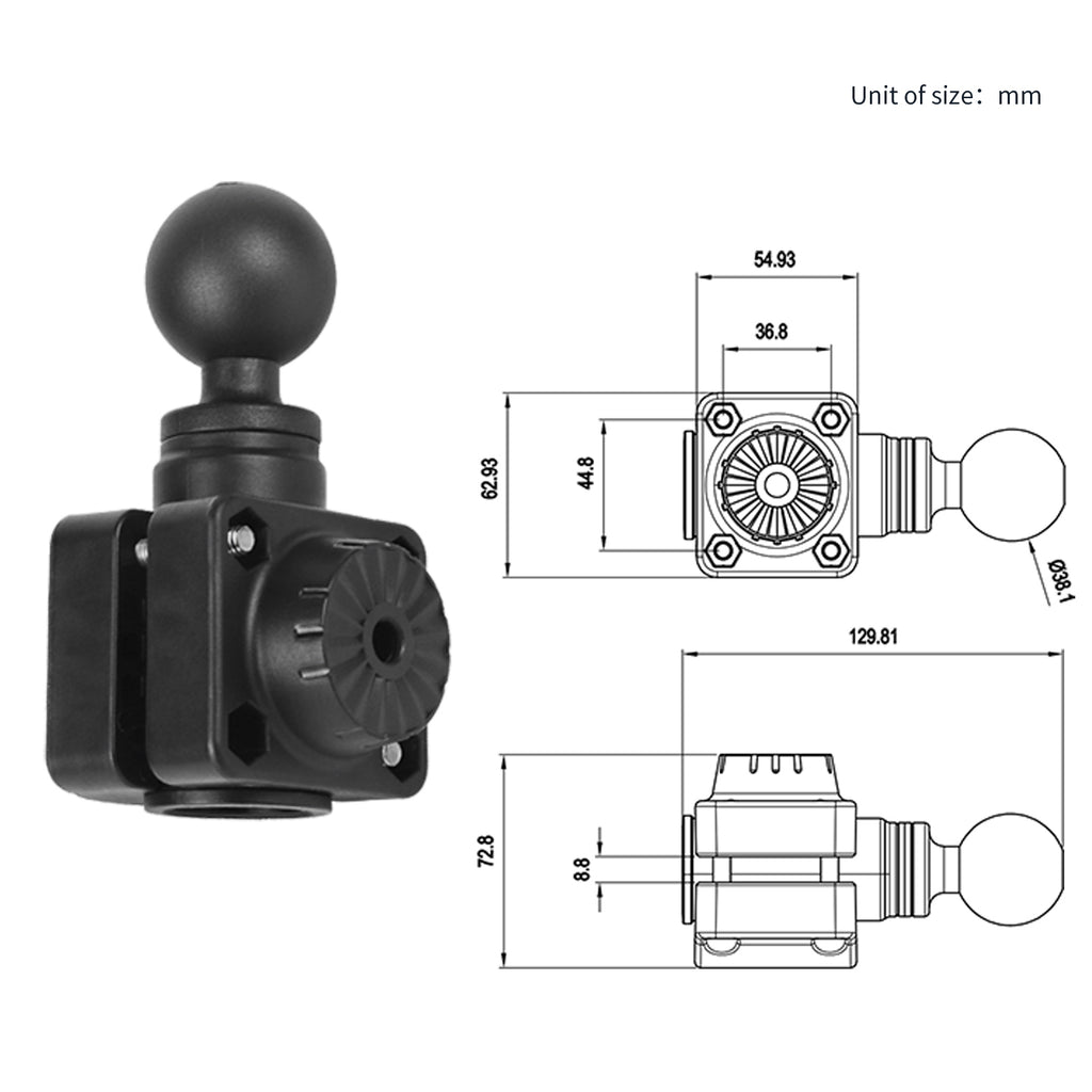 0 Degree Pole Mount with C Size/1.5'' Ball, Compatible with Garmin LiveScope Plus LVS34, Replaces 010-13228-03