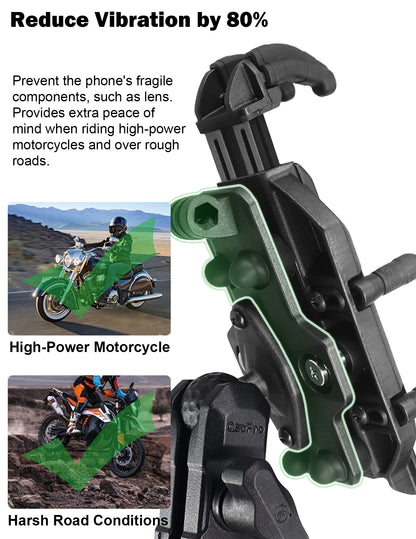Support de téléphone pour moto avec amortisseur de vibrations et base pour guidon 