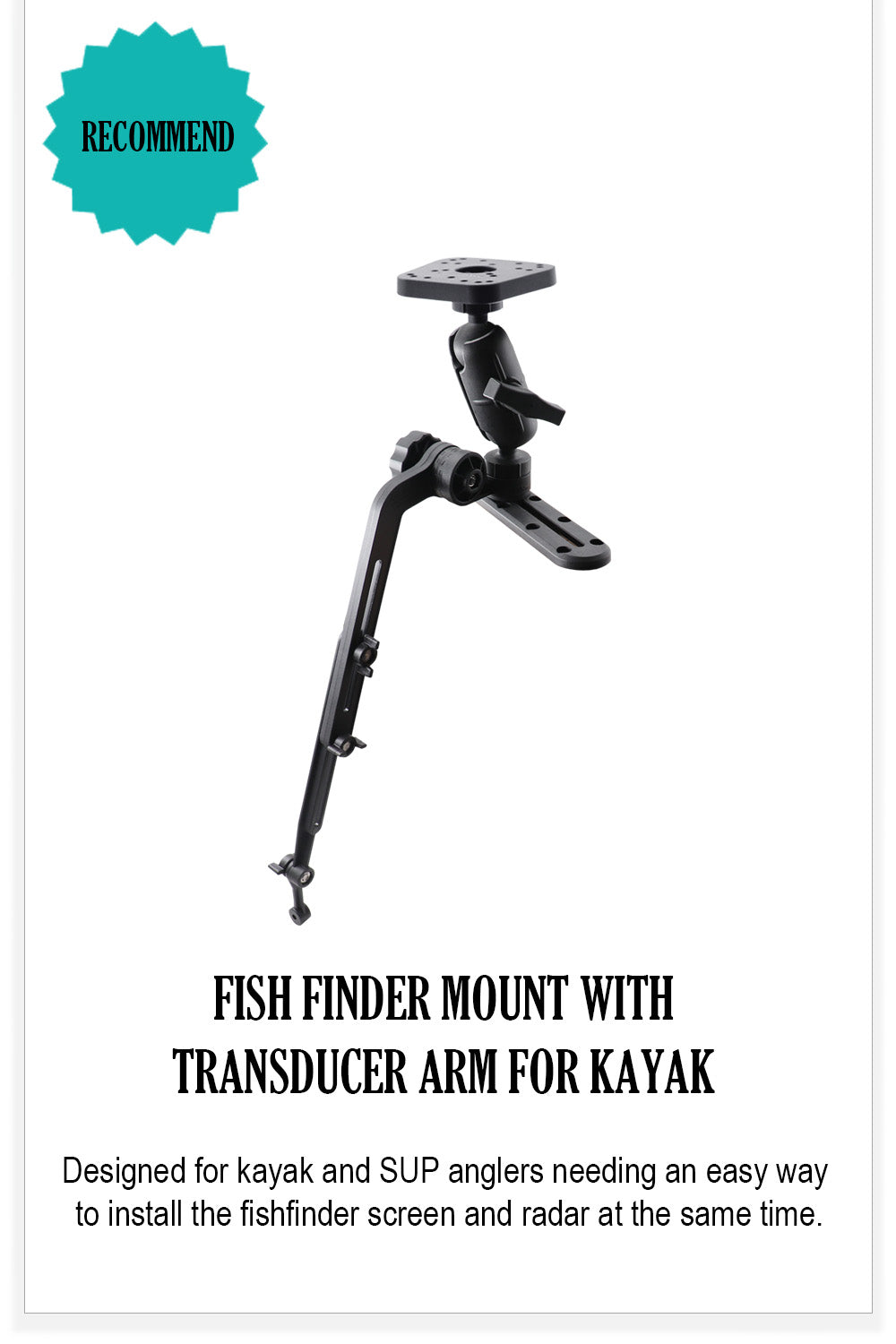 Fish Finder Mount with Transducer Arm for Kayak