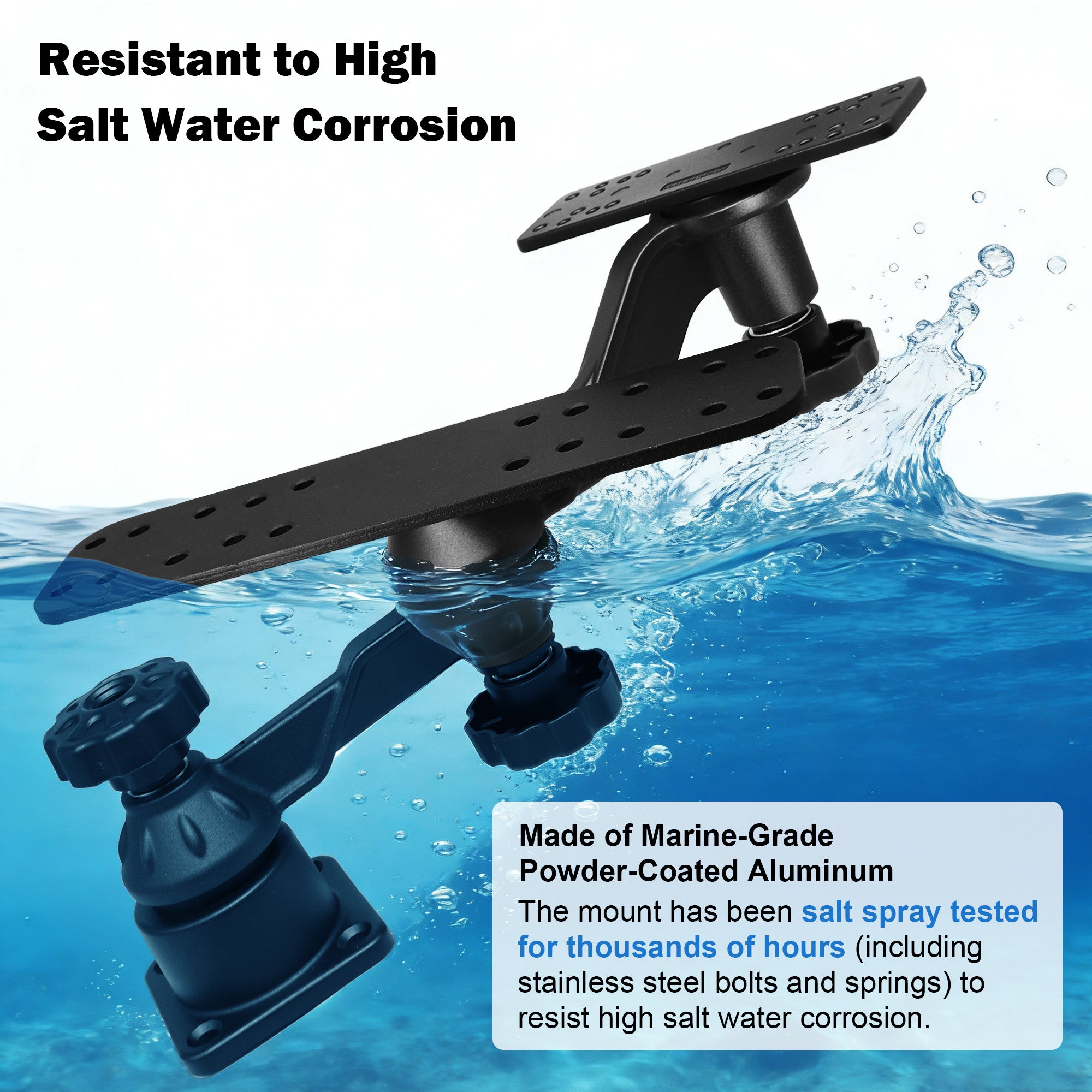 Aluminum Dual-Screen Fish Finder Mount, Two Device Mount Plates with Reinforced Dual-joint Adjustable Arm for 5"-10" Depth Finder Display, Compatible with Garmin, Lowrance, Humminbird and More