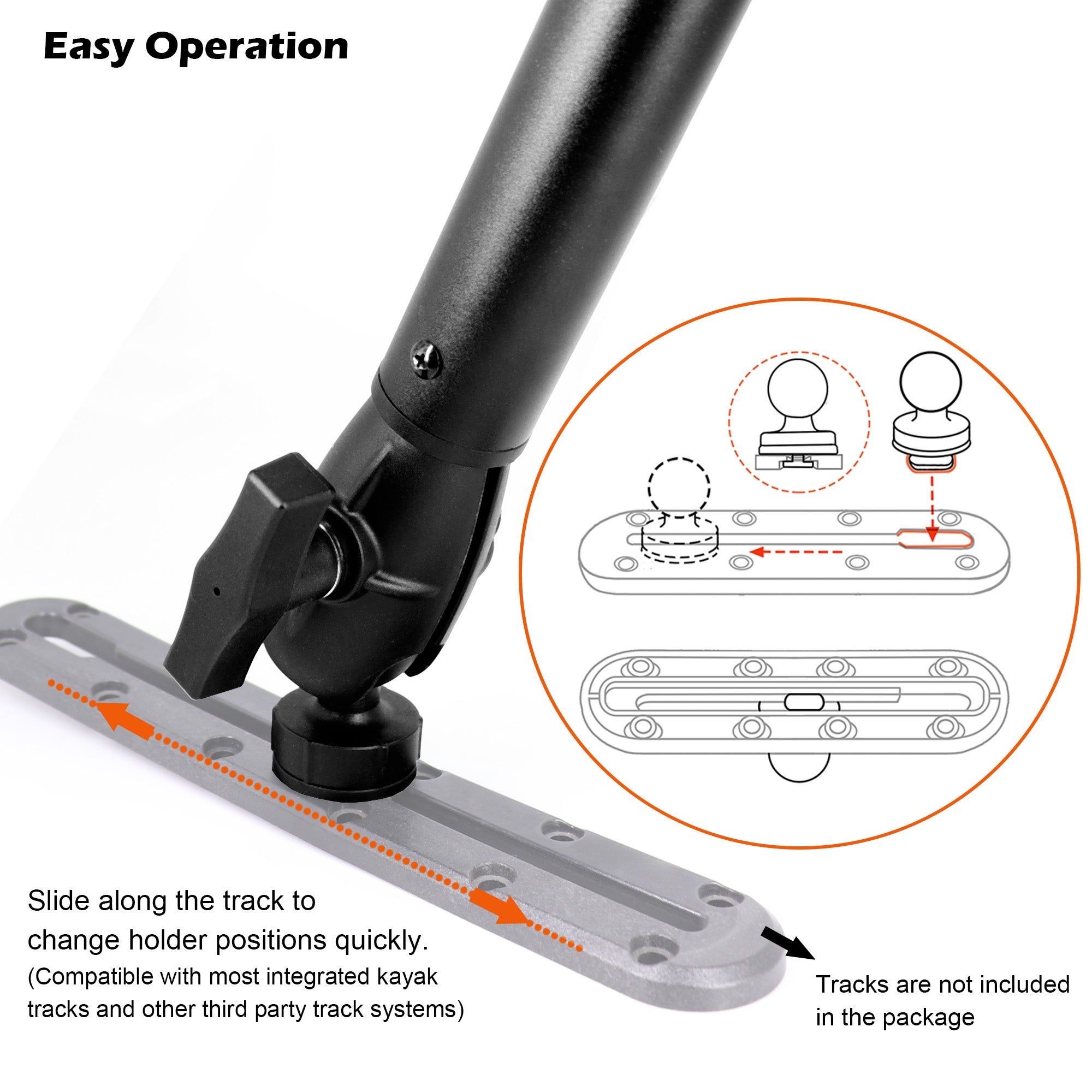 Kayak Camera Mount with 1.5" Track Ball
