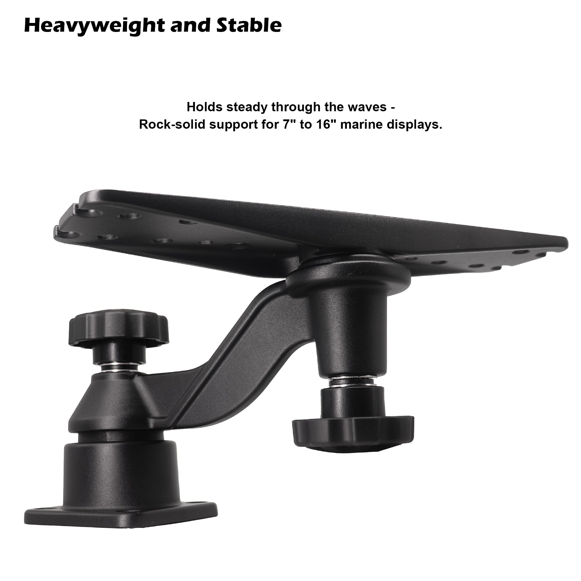 All Aluminium Fish Finder Mount for 7" to 16" Large Fishfinder, Reinforced Arm Marine Electronic Mount, Compatible with Garmin, Lowrance and More Depth Finder/Chartplotter/GPS