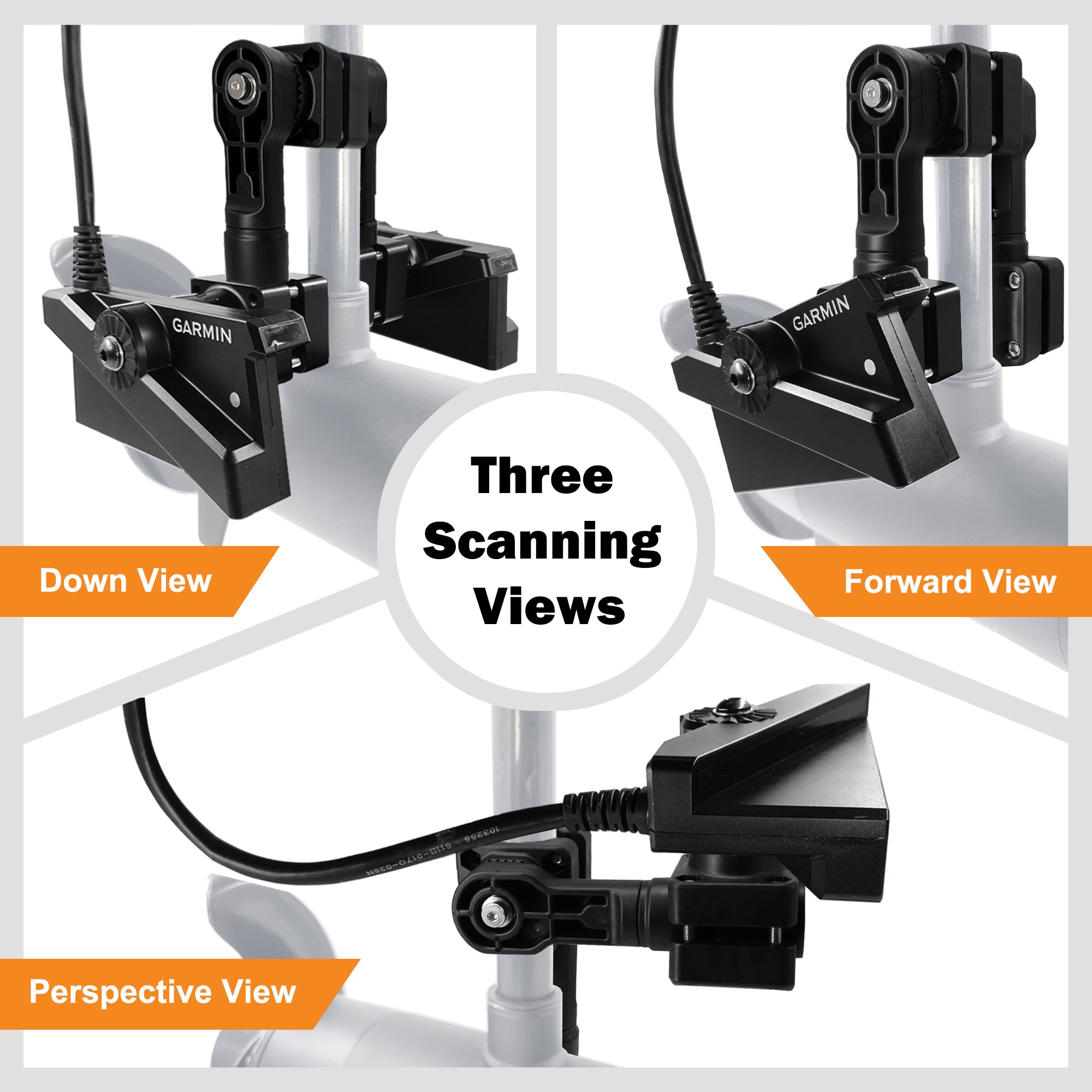 0 Degree Pole Mount Compatible with Garmin LiveScope Plus LVS34, Dual-Side Scan, Replaces 010-13228-03 (Double Mounts)