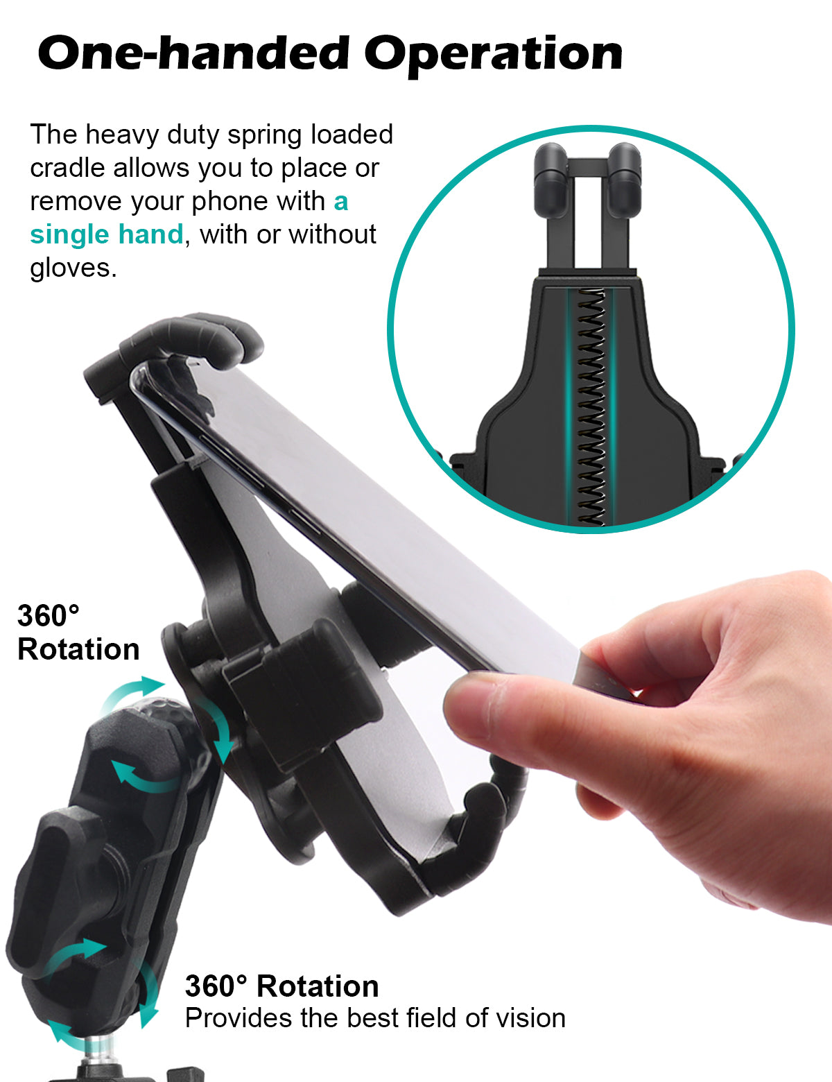 Motorcycle Clamp Phone Mount with Vibration Dampener