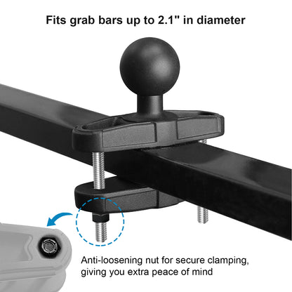 Base de fixation pour barre d'appui en aluminium avec boule de 1,5 po pour rails carrés jusqu'à 2,1 po de diamètre, compatible avec les supports RAM de taille C, bras à double douille à boule de 1,5 po