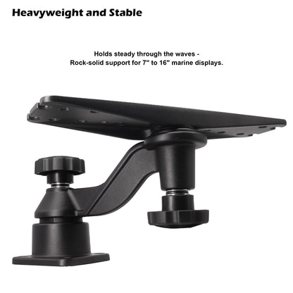 WINDFRD All Aluminium Fish Finder Mount for 9" to 12" Large Fishfinder, Reinforced Arm Marine Electronic Mount, Compatible with Garmin, Lowrance and More Depth Finder
