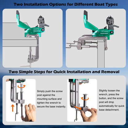 Support de canne à pêche à la traîne hauturière WINDFRD avec pince élargie pour bateau, robuste pour canne à pêche au gros, système de libération rapide innovant 1S