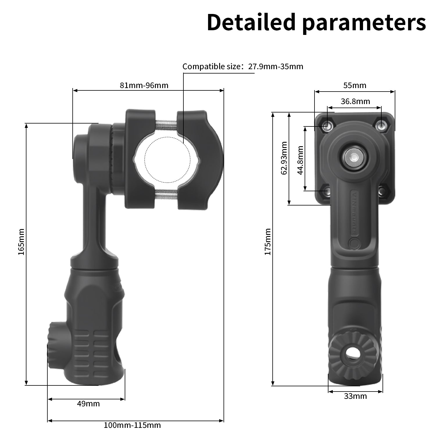 Aluminum Alloy Casting 0 Degree Pole Mount Compatible with Garmin LiveScope Plus LVS34, LVS62, LVS32, Lowrance Active Target2, All in One