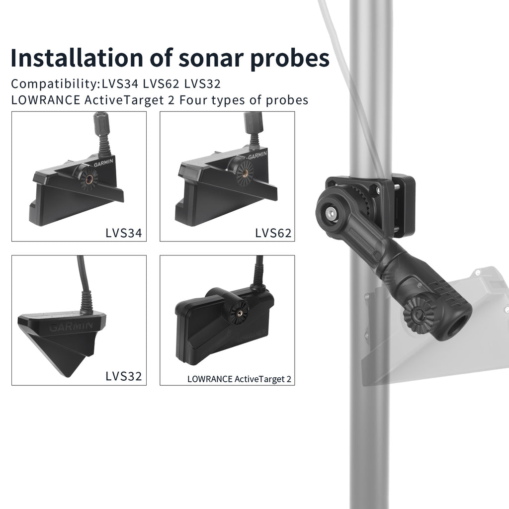 Aluminum Alloy Casting 0 Degree Pole Mount Compatible with Garmin LiveScope Plus LVS34, LVS62, LVS32, Lowrance Active Target2, All in One
