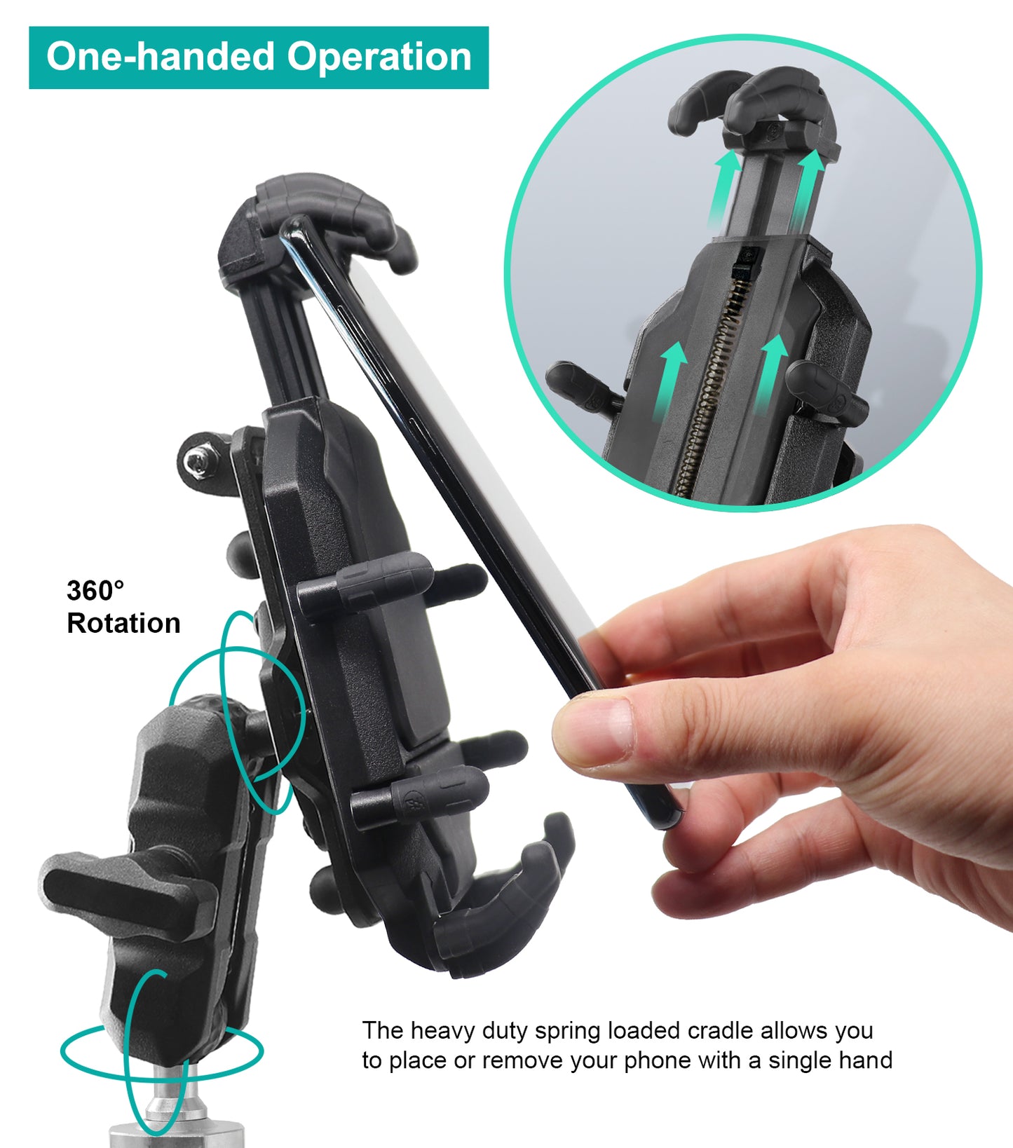 Vibration Dampening Motorcycle Phone Mount with Fork Stems Base