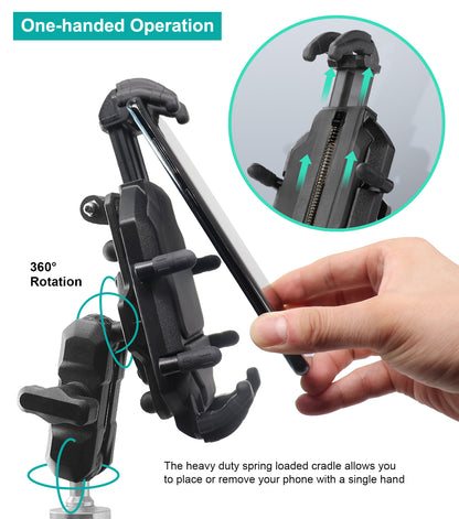 Support de téléphone pour moto anti-vibrations avec base à fourche 