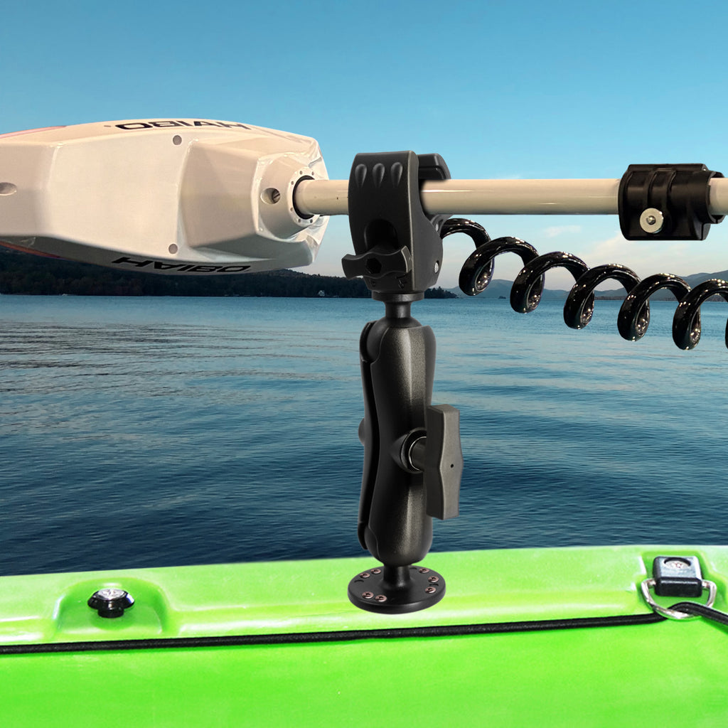 All Aluminum Trolling Motor Stabilizer Mount, Greater Support with 1.5" Ball for 1.09" to 2.09" Rails