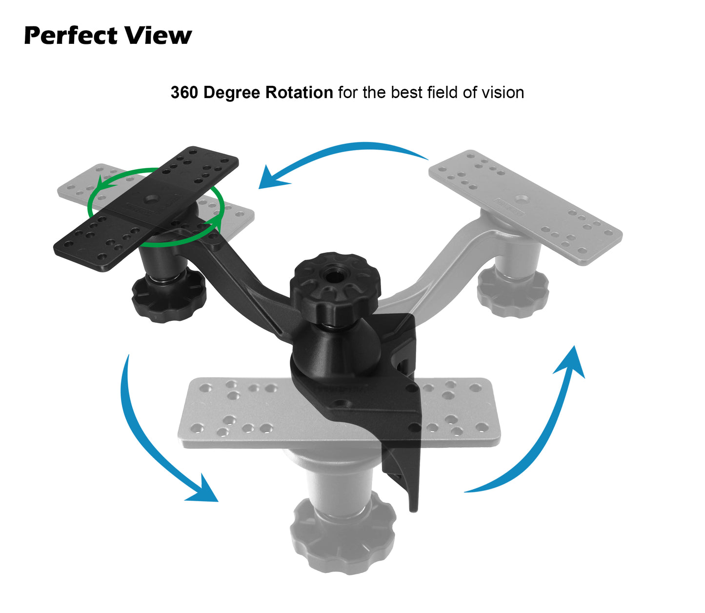 Support de sondeur/traceur de cartes tout en aluminium, pivotant à 360°, support électronique marin réglable, maintient fermement les écrans de 5" à 12", compatible avec Garmin, Lowrance et autres sondeurs de profondeur.