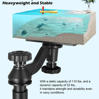 WINDFRD Aluminum Height Telescopic Fish Finder Mount, Marine Electronics Mount with Reinforced Horizontal Swing Arm for 7"-16" Large Depth Finder Display, Compatible with Garmin, Lowrance, Humminbird and More