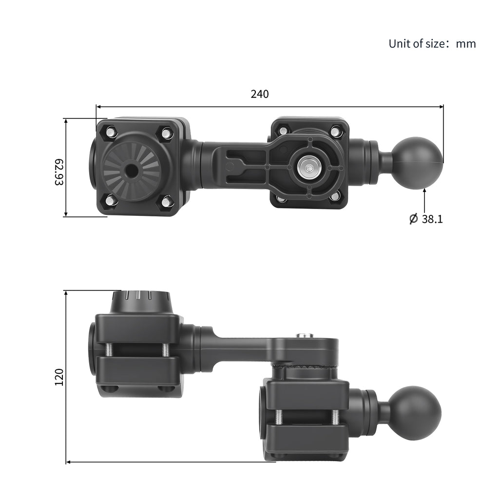 0 Degree Pole Mount with C Size/1.5'' Ball, Compatible with Garmin LiveScope Plus LVS34, Replaces 010-13228-03