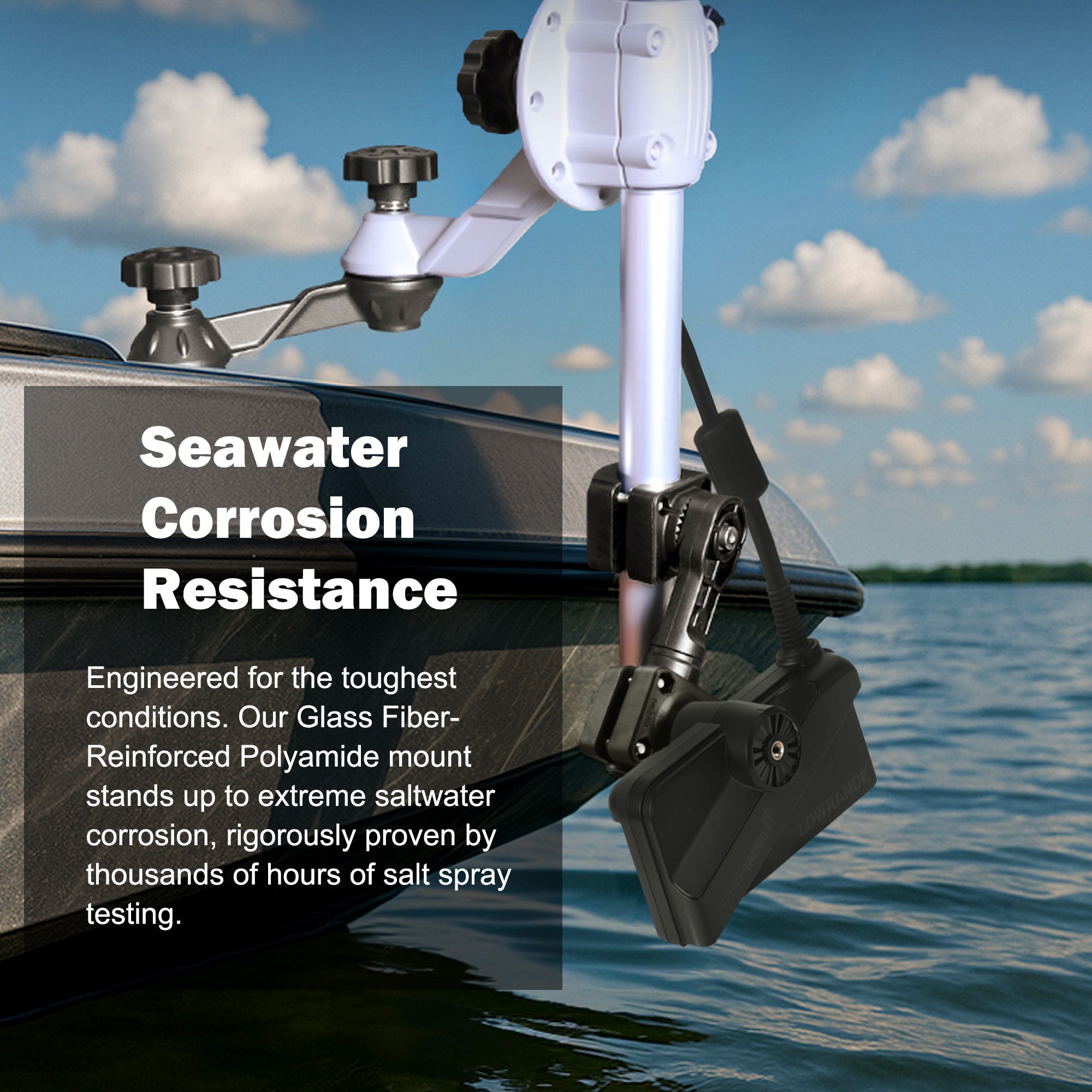 0 Degree Transducer Pole Mount Compatible with Lowrance ActiveTarget 2 (AT2), Reinforced Nylon Trolling Motor Bracket, Replaces 000-15959-001, Heavy Duty Sonar Mount